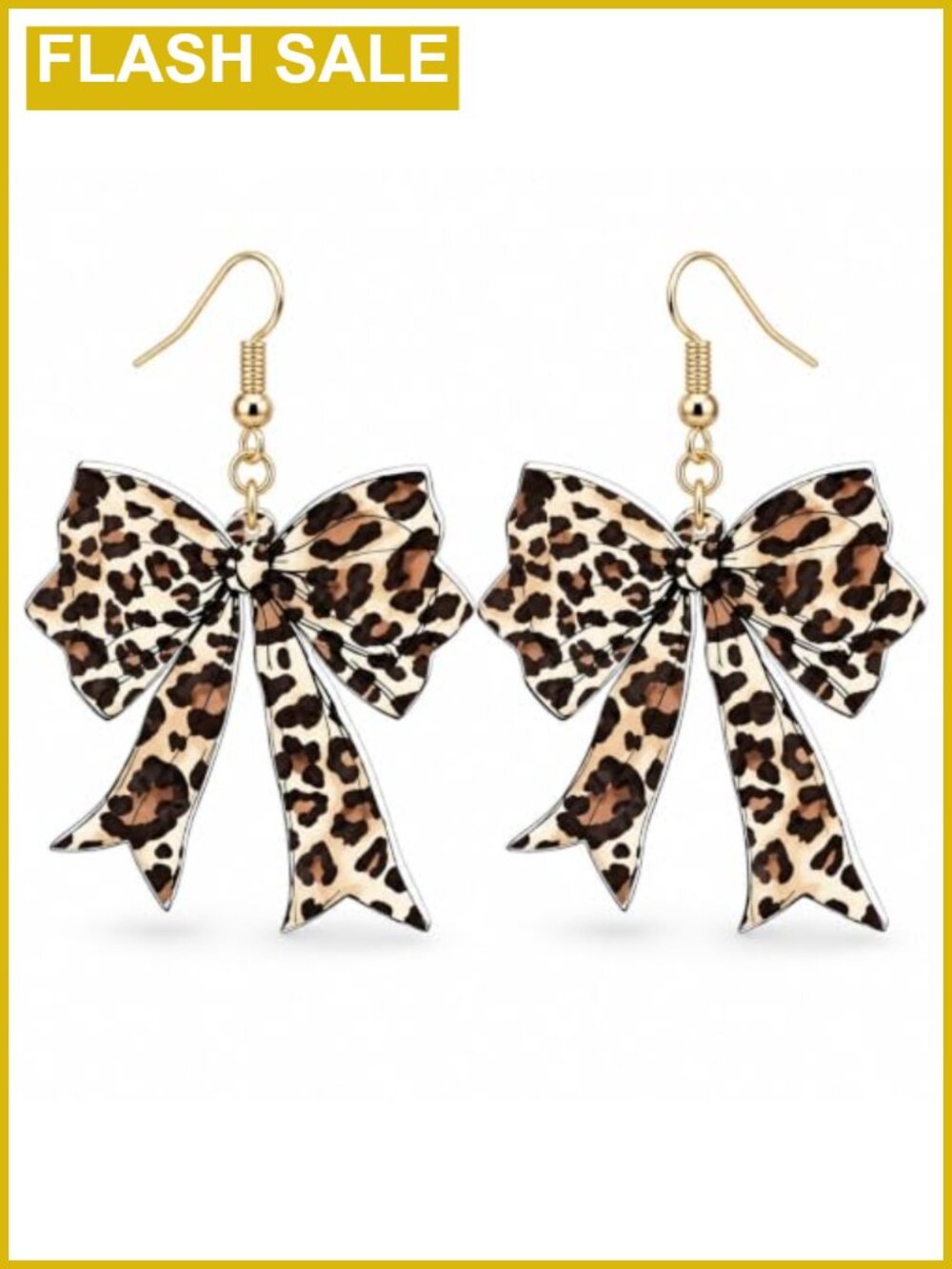 Cheetah Print Bow Earrings Acrylic Drop Dangle Statement Jewelry